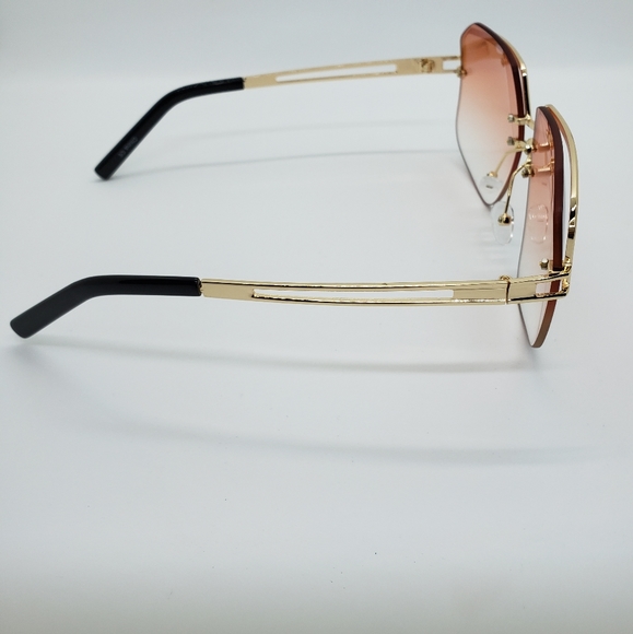 Gold Tone Women's Premium Fashion Sunglasses Gradient Lens - Picture 3 of 5